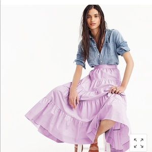 JCrew frosty lilac tiered midi skirt